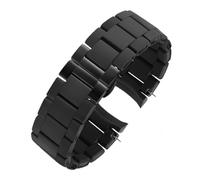 RTRCAGAKM Correa de reloj de 20 mm y 23 mm compatible con Armani AR5906 AR5905 AR5890 AR5889 5858 5920, correa de silicona y acero inoxidable, pulsera de goma for hombre y mujer(Black black buckle,23m