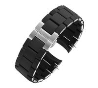 RTRCAGAKM Correa de reloj de 20 mm y 23 mm compatible con Armani AR5906 AR5905 AR5890 AR5889 5858 5920, correa de silicona y acero inoxidable, pulsera de goma for hombre y mujer(Black steel buckle,23m