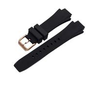 RTRCAGAKM Correa de reloj de 26 x 16 mm compatible con correa de repuesto for IWC Aquatimer IW354807 for hombre, pulsera de silicona negra y caucho(Black Rosegold)