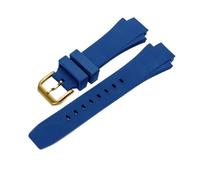 RTRCAGAKM Correa de reloj de 26 x 16 mm compatible con correa de repuesto for IWC Aquatimer IW354807 for hombre, pulsera de silicona negra y caucho(Blue Yellowgold)