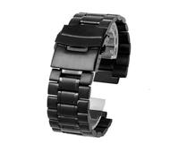 RTRCAGAKM Correa de reloj de acero inoxidable compatible con TIMEX T2N720 T2N721 TW2R55500, correa de reloj con hebilla de seguridad de 24 a 16 mm, pulsera plateada y negra convexa for hombre(B-Black)