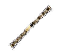 RTRCAGAKM Correa de reloj de acero inoxidable sólido de 20 a 21mm apta for correa de reloj de pulsera de Metal for Rolex Oyster Perpetual Date(Silver and gold,21mm)