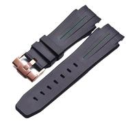 RTRCAGAKM Correa de reloj de caucho de silicona de 27 x 21 mm compatible con correas de reloj for Rolex compatibles con Montre compatibles con correas(Green Rose Gold 1)