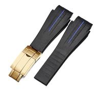 RTRCAGAKM Correa de reloj de caucho de silicona de 27 x 21 mm compatible con correas de reloj for Rolex compatibles con Montre compatibles con correas(Blue Yellowgold 2)