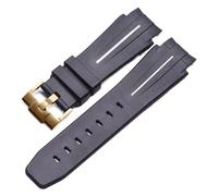 RTRCAGAKM Correa de reloj de caucho de silicona de 27 x 21 mm compatible con correas de reloj for Rolex compatibles con Montre compatibles con correas(White Yellow Gold 1)
