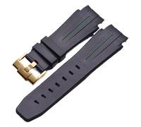 RTRCAGAKM Correa de reloj de caucho de silicona de 27 x 21 mm compatible con correas de reloj for Rolex compatibles con Montre compatibles con correas(Green Yellow Gold 1)