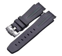 RTRCAGAKM Correa de reloj de caucho de silicona de 27 x 21 mm compatible con correas de reloj for Rolex compatibles con Montre compatibles con correas(Green Silver 1)