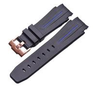 RTRCAGAKM Correa de reloj de caucho de silicona de 27 x 21 mm compatible con correas de reloj for Rolex compatibles con Montre compatibles con correas(Blue Rose Gold 1)