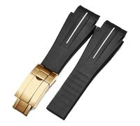 RTRCAGAKM Correa de reloj de caucho de silicona de 27 x 21 mm compatible con correas de reloj for Rolex compatibles con Montre compatibles con correas(White Yellowgold 2)