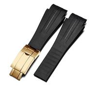 RTRCAGAKM Correa de reloj de caucho de silicona de 27 x 21 mm compatible con correas de reloj for Rolex compatibles con Montre compatibles con correas(Black Yellowgold 2)