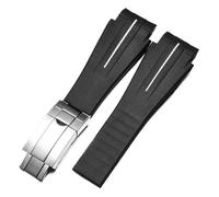 RTRCAGAKM Correa de reloj de caucho de silicona de 27 x 21 mm compatible con correas de reloj for Rolex compatibles con Montre compatibles con correas(White Silver 2)