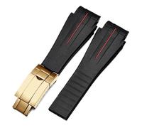 RTRCAGAKM Correa de reloj de caucho de silicona de 27 x 21 mm compatible con correas de reloj for Rolex compatibles con Montre compatibles con correas(Red Yellowgold 2)