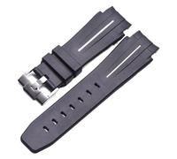 RTRCAGAKM Correa de reloj de caucho de silicona de 27 x 21 mm compatible con correas de reloj for Rolex compatibles con Montre compatibles con correas(White Silver 1)