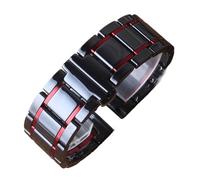 RTRCAGAKM Correa de reloj de cerámica perlada de 20 mm, 21 mm, 22 mm, 23 mm y 24 mm con hebilla de mariposa negra y correas de repuesto for cadena de reloj(Black with red,23mm)