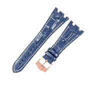 RTRCAGAKM Correa de reloj de cuero apta for Audemars apta for Piguet apta for Royal Oak Offshore Ap15710 15703 15706 26470 26170 26133 Hebilla plegable a prueba de sudor(Blue white-Rose-K13)