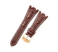 RTRCAGAKM Correa de reloj de cuero apta for Audemars apta for Piguet apta for Royal Oak Offshore Ap15710 15703 15706 26470 26170 26133 Hebilla plegable a prueba de sudor(Brown white-Rose-K13)