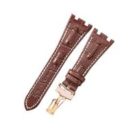 RTRCAGAKM Correa de reloj de cuero apta for Audemars apta for Piguet apta for Royal Oak Offshore Ap15710 15703 15706 26470 26170 26133 Hebilla plegable a prueba de sudor(Brown white-Rose-Z1)