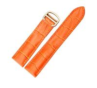 RTRCAGAKM Correa de reloj de cuero for hombre y mujer con cierre plegable y llave individual, 17 mm, 20 mm, 23 mm y 25 mm(Orange-rosegold,14mm)