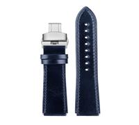 RTRCAGAKM Correa de reloj de cuero retro de 18 mm compatible con Casio A158W A168 / F91w / AE-1200WHD/A158/A159/A169/AE1200(Blue-stee Folding)
