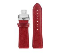 RTRCAGAKM Correa de reloj de cuero retro de 18 mm compatible con Casio A158W A168 / F91w / AE-1200WHD/A158/A159/A169/AE1200(Red-steel Folding)