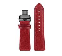 RTRCAGAKM Correa de reloj de cuero retro de 18 mm compatible con Casio A158W A168 / F91w / AE-1200WHD/A158/A159/A169/AE1200(Red-Black Folding)