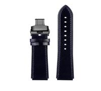 RTRCAGAKM Correa de reloj de cuero retro de 18 mm compatible con Casio A158W A168 / F91w / AE-1200WHD/A158/A159/A169/AE1200(Blue-black Folding)