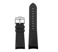 RTRCAGAKM Correa de reloj de goma con extremo curvado de 22 mm apta for tudor timón Biwan Bronce apta for pequeña flor de cobre Correa de reloj de flor roja Correa de reloj impermeable(Black-silver A)