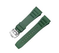 RTRCAGAKM Correa de reloj de goma de 25 mm a 20 mm compatible con la serie Fit For Richard Fit For Mille RM011, correa de reloj de estilo tornillo for hombre(Green-silver)