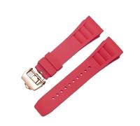 RTRCAGAKM Correa de reloj de goma de 25 mm a 20 mm compatible con la serie Fit For Richard Fit For Mille RM011, correa de reloj de estilo tornillo for hombre(Red-rosegold)