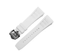RTRCAGAKM Correa de reloj de goma de 25 mm a 20 mm compatible con la serie Fit For Richard Fit For Mille RM011, correa de reloj de estilo tornillo for hombre(White-black)
