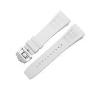 RTRCAGAKM Correa de reloj de goma de 25 mm a 20 mm compatible con la serie Fit For Richard Fit For Mille RM011, correa de reloj de estilo tornillo for hombre(White-silver)