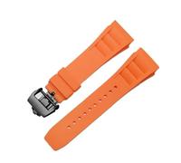 RTRCAGAKM Correa de reloj de goma de 25 mm a 20 mm compatible con la serie Fit For Richard Fit For Mille RM011, correa de reloj de estilo tornillo for hombre(Orange-black)