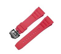 RTRCAGAKM Correa de reloj de goma de 25 mm a 20 mm compatible con la serie Fit For Richard Fit For Mille RM011, correa de reloj de estilo tornillo for hombre(Red-black)