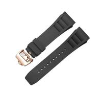 RTRCAGAKM Correa de reloj de goma de 25 mm a 20 mm compatible con la serie Fit For Richard Fit For Mille RM011, correa de reloj de estilo tornillo for hombre(Black-rosegold)