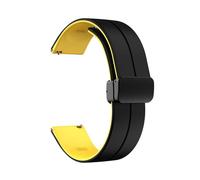 RTRCAGAKM Correa de silicona de dos tonos con hebilla plegable magnética de 20 mm y 22 mm compatible con HUAWEI WATCH 4 Pro/GT 2 3 compatible con Runner Correa de silicona suave(Black Yellow,GT 3 42mm