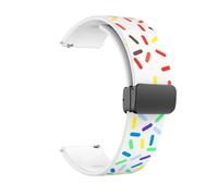 RTRCAGAKM Correa de silicona de dos tonos con hebilla plegable magnética de 20 mm y 22 mm compatible con HUAWEI WATCH 4 Pro/GT 2 3 compatible con Runner Correa de silicona suave(White Rainbow,22mm)
