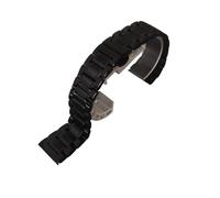 RTRCAGAKM Correas de reloj de acero inoxidable negras de 19 mm, 20 mm, 21 mm, 22 mm, 23 mm y 24 mm, correa de reloj de metal, pulsera de muñeca con eslabones sólidos y extremos curvos for hombre(Black