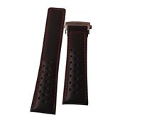 RTRCAGAKM Pulsera de cuero de 19 mm, 20 mm y 22 mm, compatible con Tag, compatible con Heuer, correa de reloj for hombre, accesorios de correa de reloj de cuero con hebilla plegable(Black red line,19m