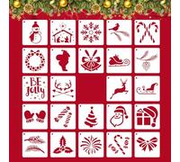 RTRTGS 24 Plantillas de Navidad Plantillas Reutilizables de Pintura Artesanal de Plástico Plantilla de Diario de Pulverización Dibujo, Proyectos de Bricolaje Tarjeta de Navidad (Patrón Lindo)