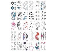RTRTGS 30 Hojas Tatuajes Temporales Impermeables, Negro Tatuajes Falsos, Tattoo Temporal para Niños, Adultos, Hombres y Mujeres, Tatuajes Personalizados