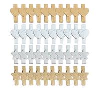 RTRTGS 40 piezas Mini pinzas de madera, decorativas para artes y manualidades, pequeñas, clavijas para pared de fotos, hogar, escuela, decoración de bodas, Navidad, fiestas, estrellas, clips de fotos