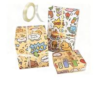 RTRTGS 6 Rollos Papel Regalo Cumpleaños Cartón Ecológico, Rollo Grande Reciclable Para Todas las Fiestas y Ocasiones Especiales, Ideal para Envolver Regalos 50x70cm