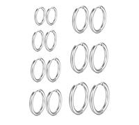RTRTGS 7 Pares Pendientes con Bisagra de Acero Inoxidable Anillos Segmento Aros Huggie Piercing Oreja Joyas 8-20mm