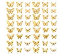 RTRTGS Adhesivo mariposa 3D dorado, 48 piezas Mariposa Pegatinas de pared 4 estilos y 3 tamaños, mariposas decorativas para casa, aula, fiestas, dormitorio, boda, globos pastel