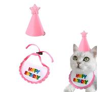 RTRTGS Pañuelo de feliz cumpleaños para mascotas,bufanda y sombrero de fiesta, mini gato perrito decoración de fiesta de cumpleaños para mascotas,disfraz de cumpleaños,Tamaño ajustable