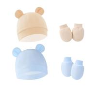 RTRTGS RT 2 Juegos de Gorro y Guantes para Bebé Recién Nacido, Gorritos Bebé Algodón, Beanie Sombrero para Bebés Niños, Gorro y Manoplas, Unisex (0-6 Meses)