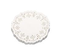 RTRTGS Tapetes de papel decorativos redondos de 140 piezas, ideales para pasteles, papel de arroz, tapetes desechables de encaje y postres, donas, galletas y frituras (blancos).