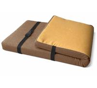 RTSFKFS Cojín de Banco 5cm Grosor (50-220cm) - Colchoneta Asiento Antideslizante con Hebillas, Funda Efecto Lino Lavable, Relleno Rectangular para Zapatero, Recibidor y Baúl(Marrón Claro,170x25x5cm)