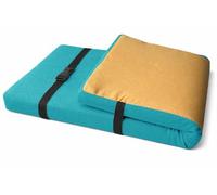 RTSFKFS Cojín de Banco 5cm Grosor (50-220cm) - Colchoneta Asiento Antideslizante con Hebillas, Funda Efecto Lino Lavable, Relleno Rectangular para Zapatero, Recibidor y Baúl(Cyan Blue,140x25x5cm)