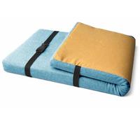 RTSFKFS Cojín de Banco 5cm Grosor (50-220cm) - Colchoneta Asiento Antideslizante con Hebillas, Funda Efecto Lino Lavable, Relleno Rectangular para Zapatero, Recibidor y Baúl(Azul Claro,80x40x5cm)
